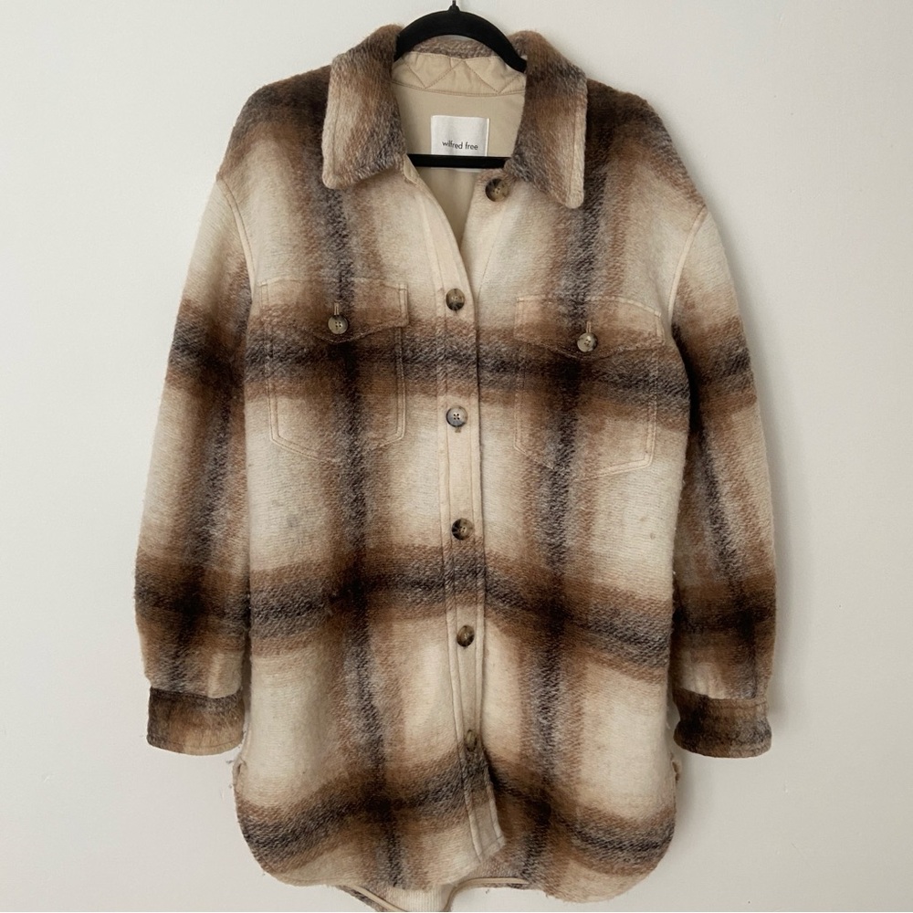 Aritzia Cream Plaid Utility Jacket